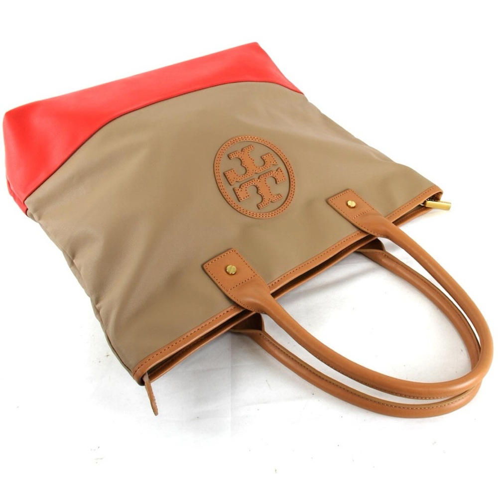 Tory Burch BOLSA PVC tote bag. Beach bag or carry on size bag. Tan/red.